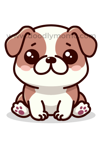 How to draw a cute Bulldog step by step Tutorial - doodlymomo