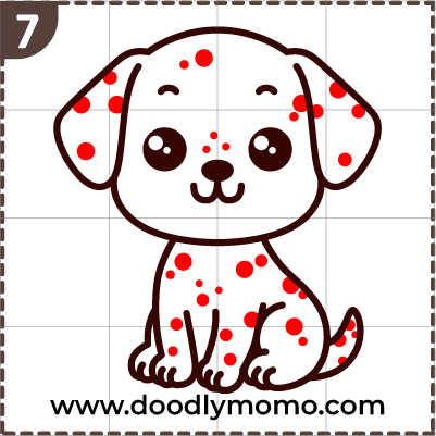 How to draw a cute Dalmatian step 7