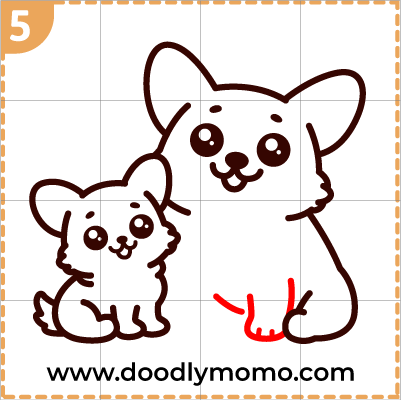 How to draw a cute Mother's day corgi step 12