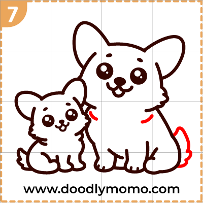 How to draw a cute Mother's day corgi step 14