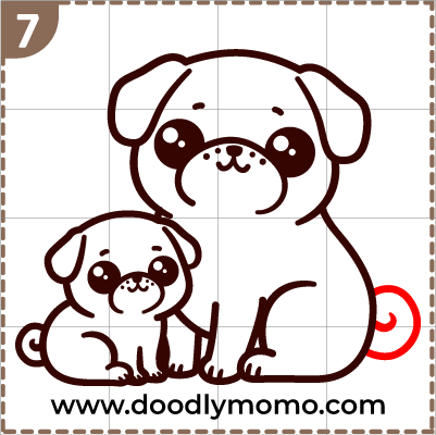 How to draw a cute Mother's day Pug step 14