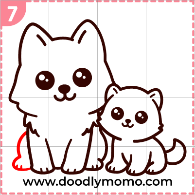 How to draw a cute Mother's day Siberian Husky step 14