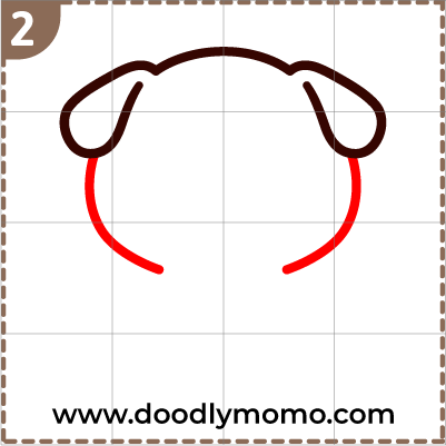 How to draw a cute Pug step 2