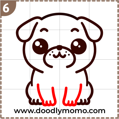 How to draw a cute Pug step 6