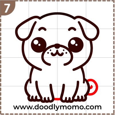 How to draw a cute Pug step 7