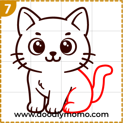 How to draw a cute American Bobtail Cat step (7)