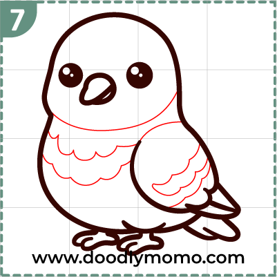 How to draw a cute Rock Pigeon step (7)