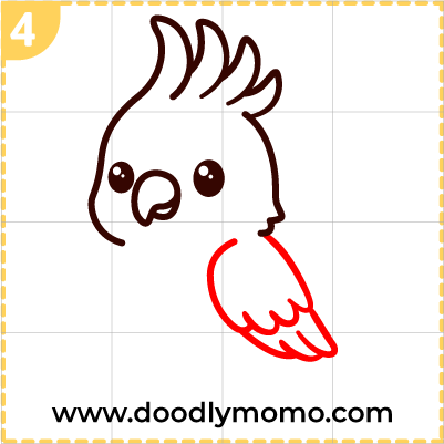 How to draw a cute Cockatoo step (4)