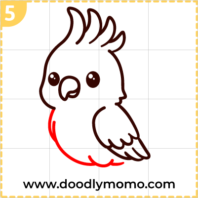 How to draw a cute Cockatoo step (5)