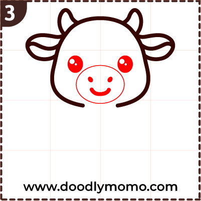How to draw a cute Cow step (3)