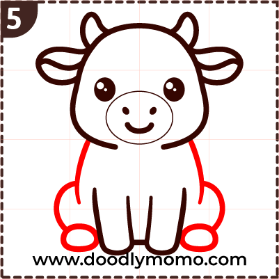 How to draw a cute Cow step (5)