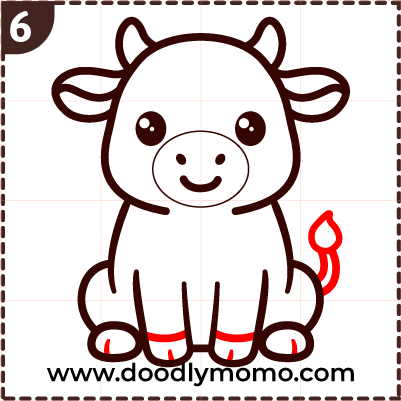 How to draw a cute Cow step (6)
