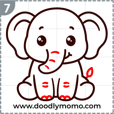 How to draw a cute Elephant step (7)