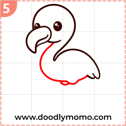 How to draw a cute Flamingo step (5)