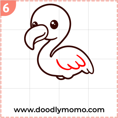 How to draw a cute Flamingo step (6)