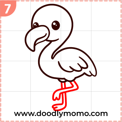 How to draw a cute Flamingo step (7)