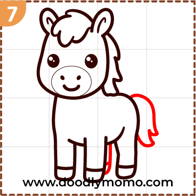 How to draw a cute Horse step (7)