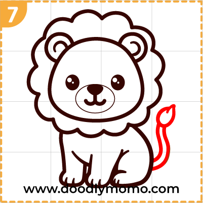How to draw a cute Lion step (7)