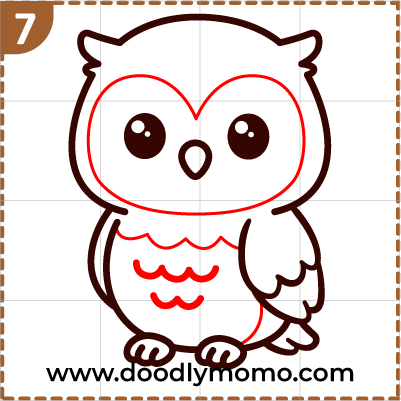 How to draw a cute Owl step (7)