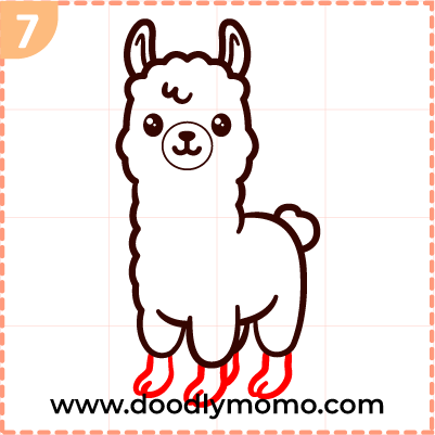 How to draw a cute Alpaca step (7)