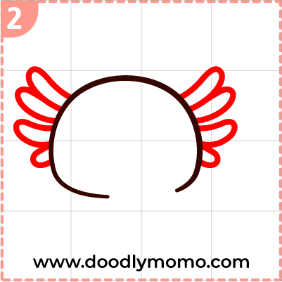 How to draw a cute Axolotl step (2)
