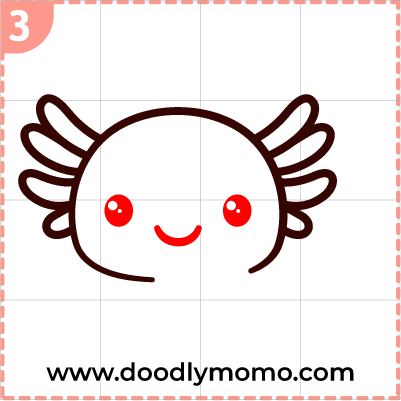 How to draw a cute Axolotl step (3)