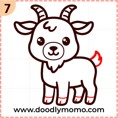 How to draw a cute Goat step by (7)
