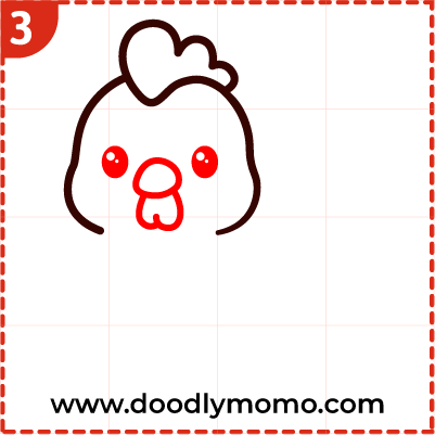 How to draw a cute Rooster step (3)