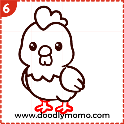 How to draw a cute Rooster step (6)