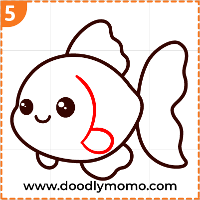 How to draw a cute Goldfish step (5)