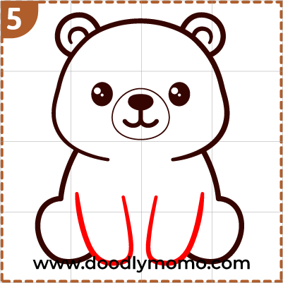 How to draw a cute Grizzly Bear step (5)