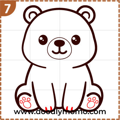 How to draw a cute Grizzly Bear step (7)