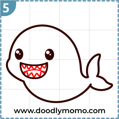 How to draw a cute Shark step (5)