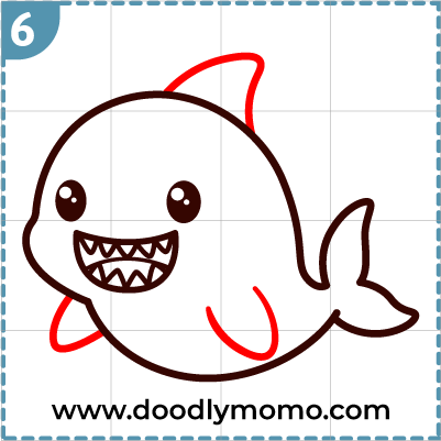 How to draw a cute Shark step (6)