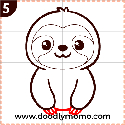 How to draw a cute Sloth step (5)