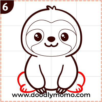 How to draw a cute Sloth step (6)