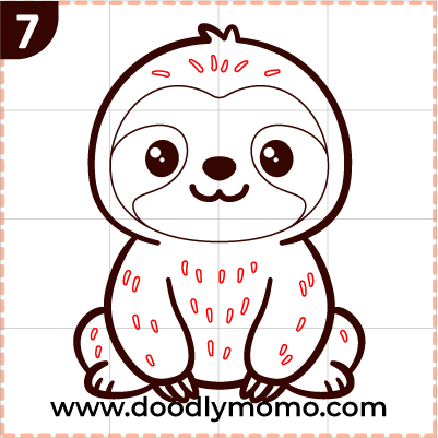 How to draw a cute Sloth step (7)