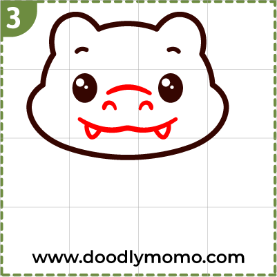 Sketching the crocodile's snout and mouth step by step for beginners