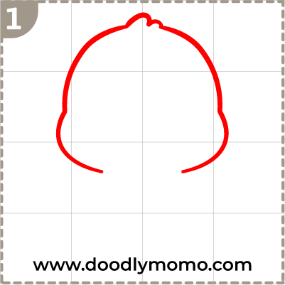 Drawing the head outline of a cute Gorilla step by step