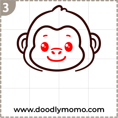 Adding eyes, nose and mouth to the Gorilla drawing