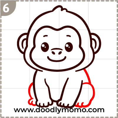 illustrating the Cute Gorilla's legs step by step simple and easy