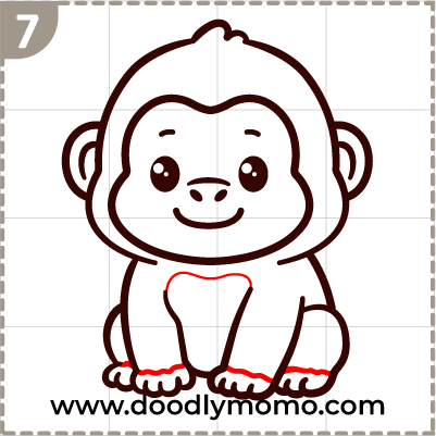 Final touches on the cute gorilla drawing