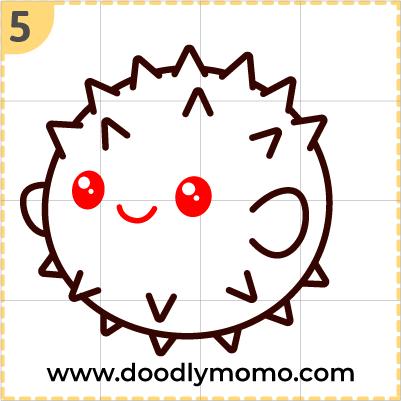 How to draw a cute Pufferfish step (5)