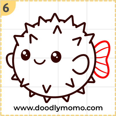 How to draw a cute Pufferfish step (6)