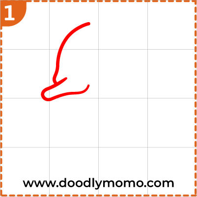 Step 1: Drawing the face outline of a cute seahorse step by step