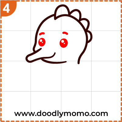 Step 4: Drawing the seahorse's eyes and eyebrows in simple steps