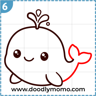 How to draw a cute Whale step (6)