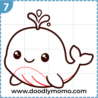 How to draw a cute Whale step (7)