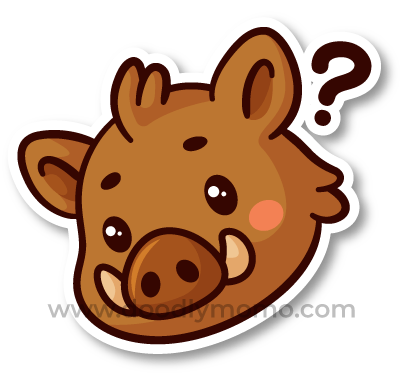 Did You Know illustration: Wild boar head with question mark for kids