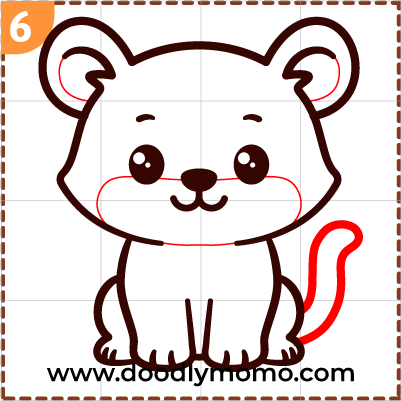 Step 6: Outlining the tail and additional details in the drawing for kids